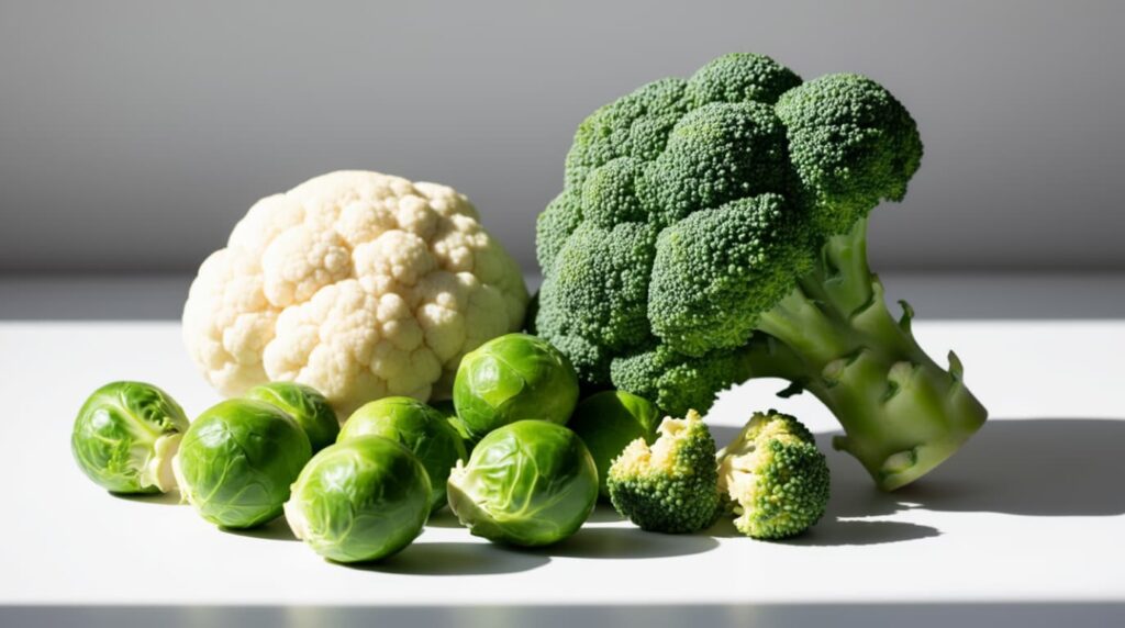 Fresh green broccoli florets and sprouts, which contain Sulforaphane.