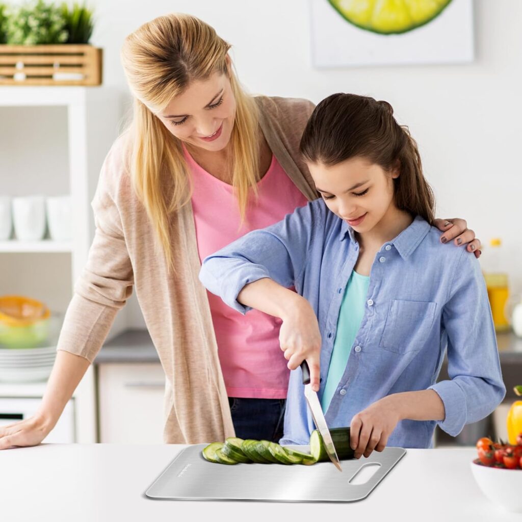 Best titanium cutting board for modern chefs: Katori's anti-bacterial surface protects against cross-contamination and blade wear.