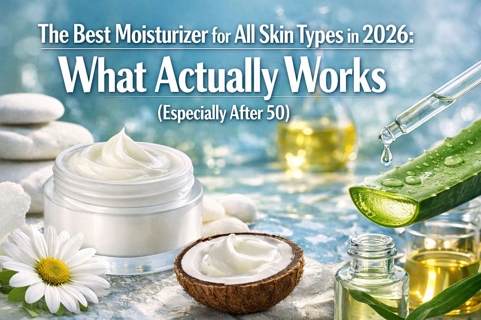Professional landscape hero image () with : "The Best Moisturizer for All Skin Types in 2026: What Actually Works