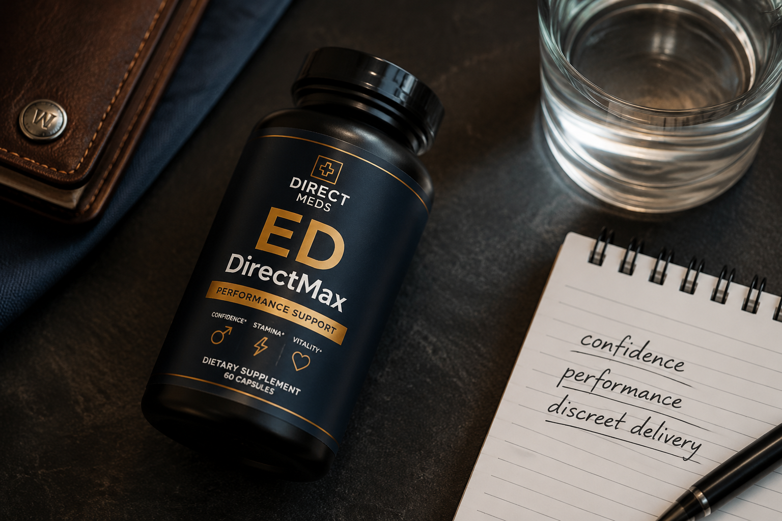 best long lasting ed pills for men 2 () close-up overhead shot of a sleek, performance, discreet delivery'. Warm amber and navy color scheme. Soft studio
