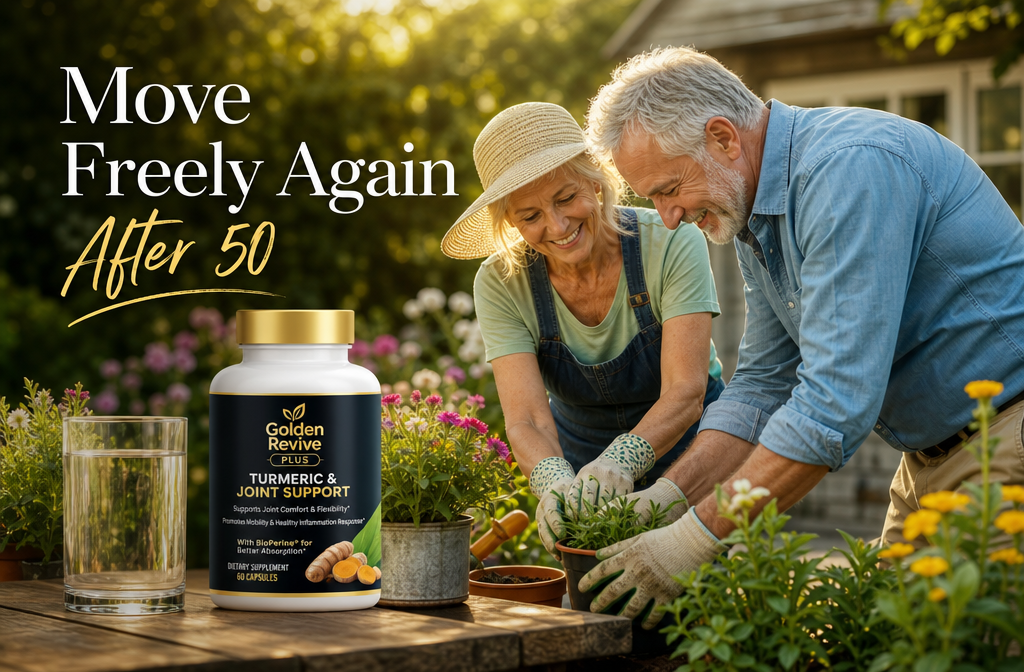 best turmeric joint supplement 3 () warm lifestyle editorial photo showing a healthy, active man and woman in their 60s gardening together outdoors, smiling