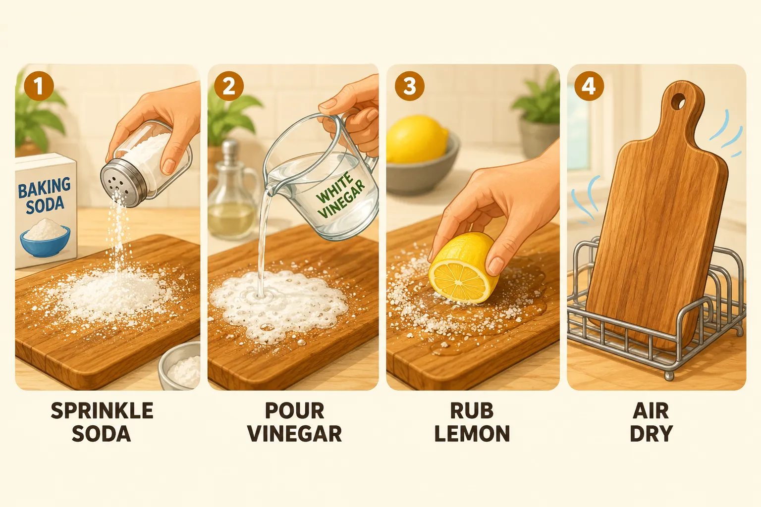 Does Vinegar and Baking Soda Remove Cutting Board Odors