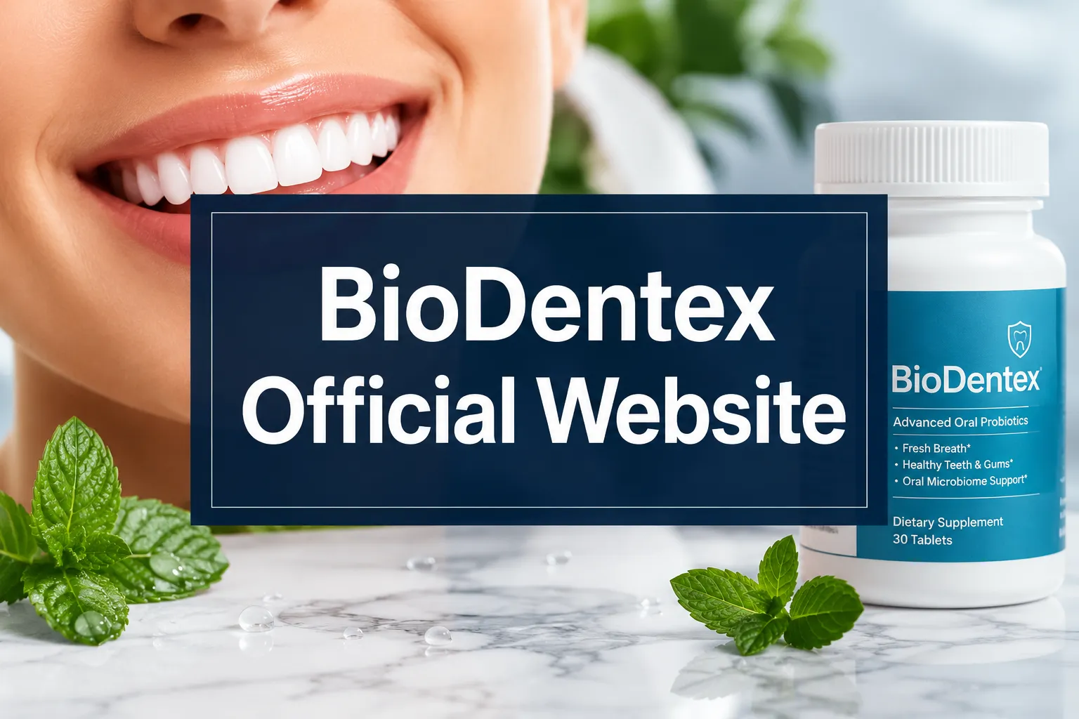 BioDentex Official Website 1 Professional () hero image with 'BioDentex Official Website' in crisp white on a deep navy semi-transparent panel, centered