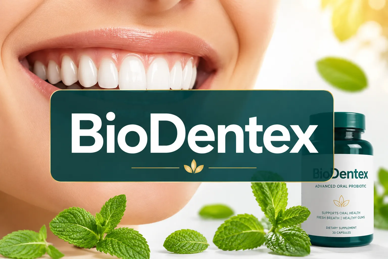 BioDentex 1 Professional () hero image with 'BioDentex' in crisp white on a deep teal semi-transparent panel, centered with 8% safe