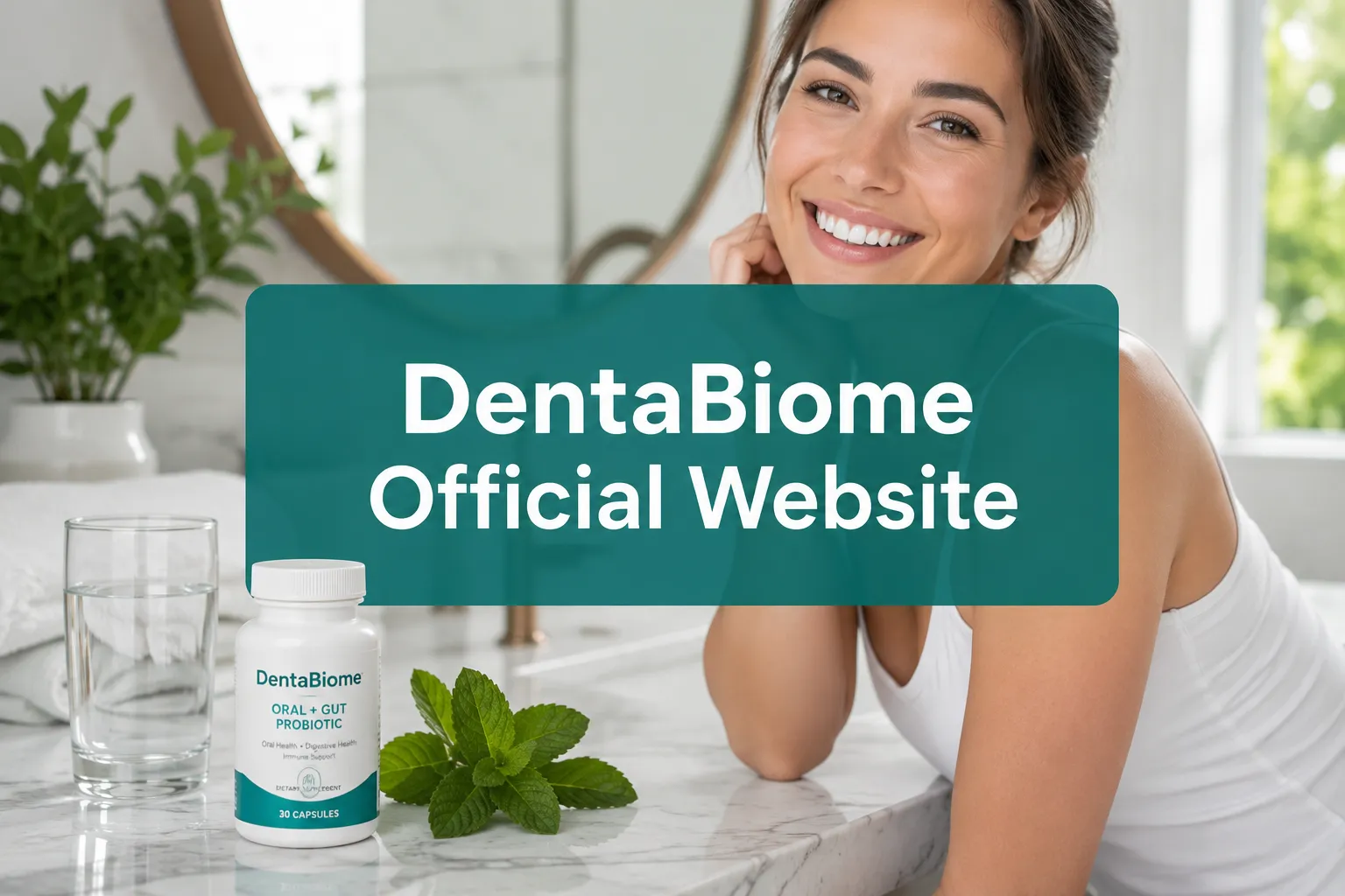 DentaBiome Official Website 1 Professional () hero image with 'DentaBiome Official Website' in crisp white on a deep teal semi-transparent panel, centered