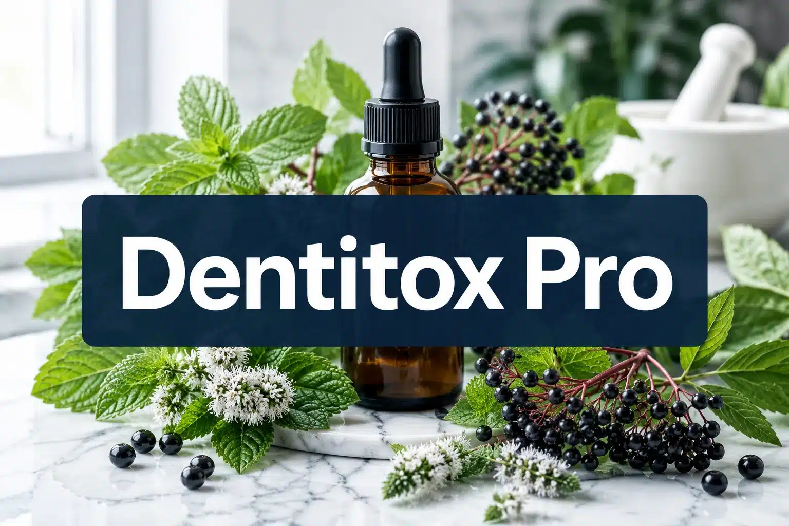 Dentitox Pro 1 Professional () hero image with 'Dentitox Pro' in crisp white on a deep navy semi-transparent panel, centered with 8% safe