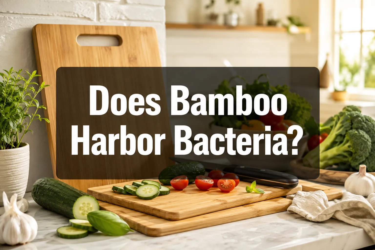 Does Bamboo Harbor Bacteria? 1 Professional () hero image with 'Does Bamboo Harbor Bacteria?' in crisp white on a semi-transparent dark panel, centered