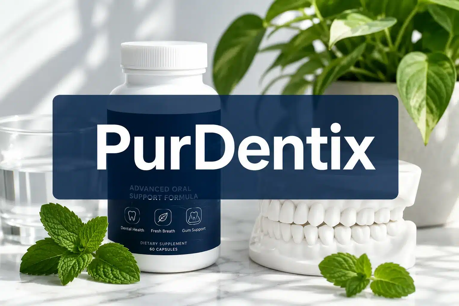 PurDentix 1 Professional () hero image with 'PurDentix' in crisp white on a deep navy semi-transparent panel, centered with 8% safe