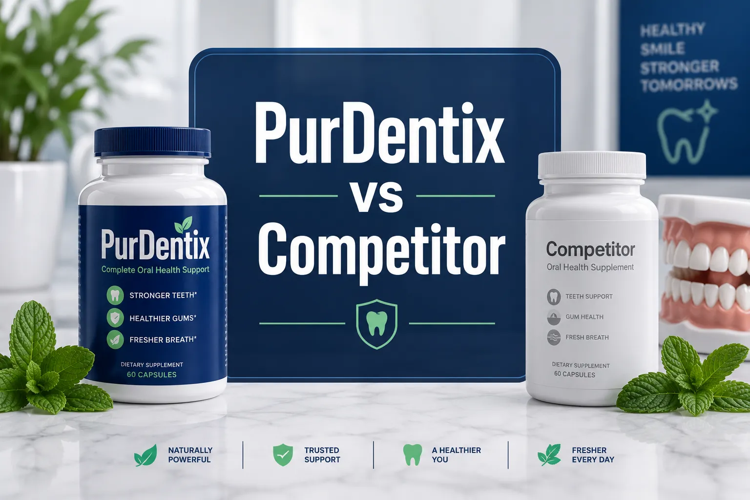 PurDentix vs Competitor 1 Professional () hero image with 'PurDentix vs Competitor' in crisp white on a deep navy semi-transparent panel, centered