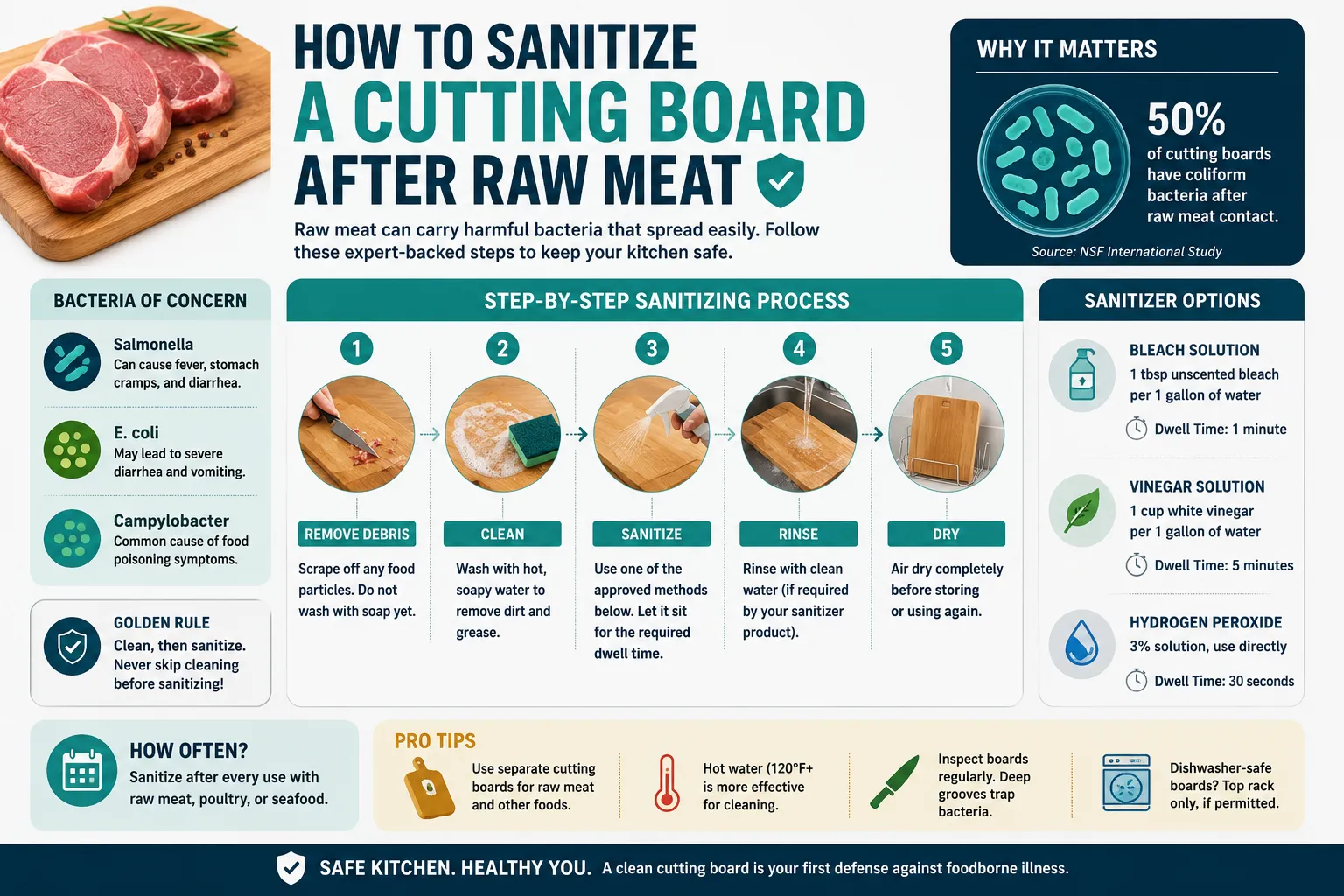 How to Sanitize a Cutting Board: The Safest Ways to Kill Germs and Bacteria 4 What Temperature Kills Bacteria on Cutting Boards