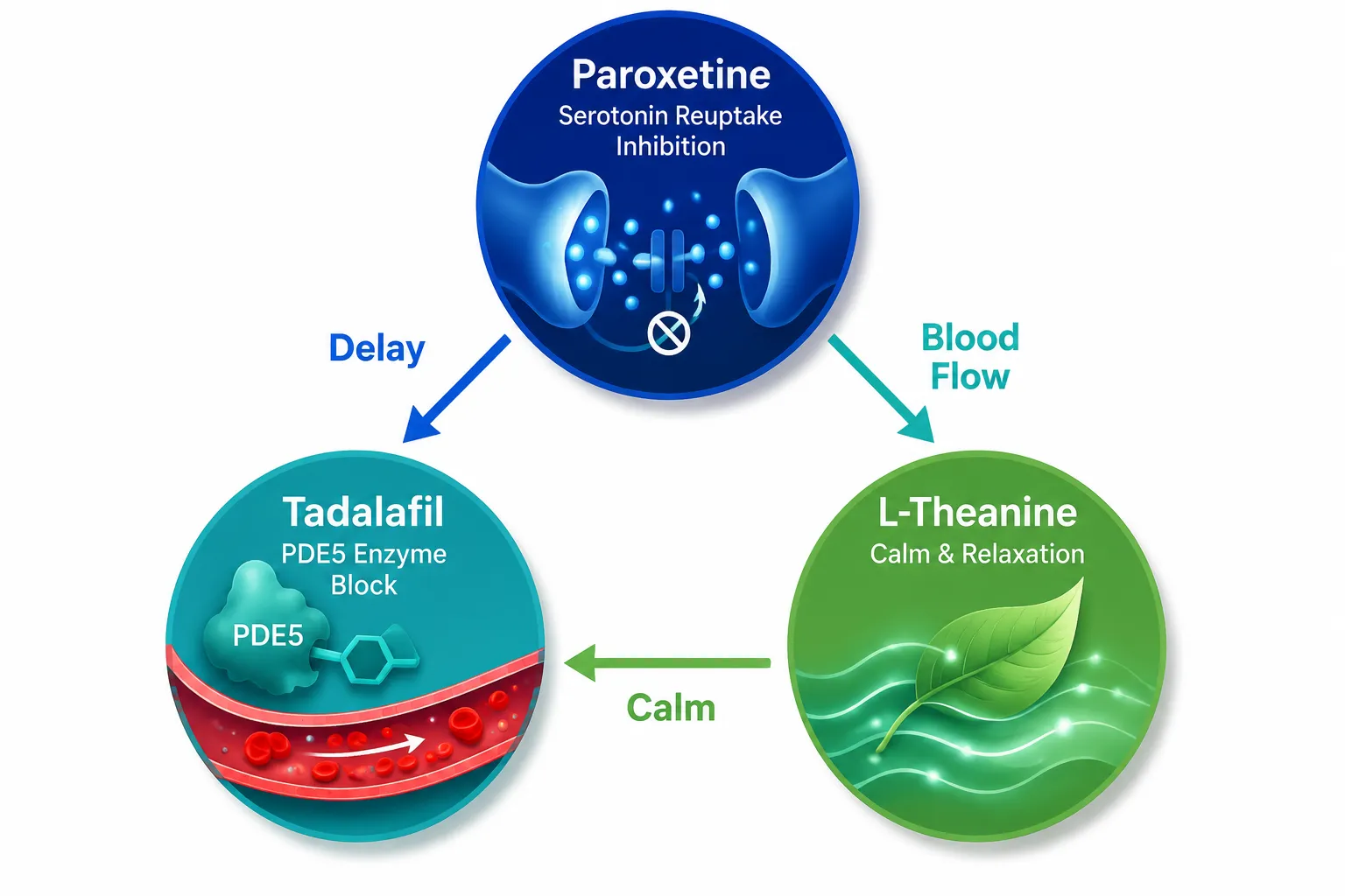 Extend Rx Tablet · triple-action lasting-longer / PE support(Paroxetine / Tadalafil / L-Theanine) 2 Key Takeaways
